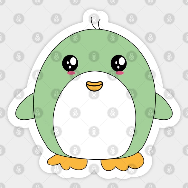 Cute Green Penguin Kawaii Sticker by IstoriaDesign